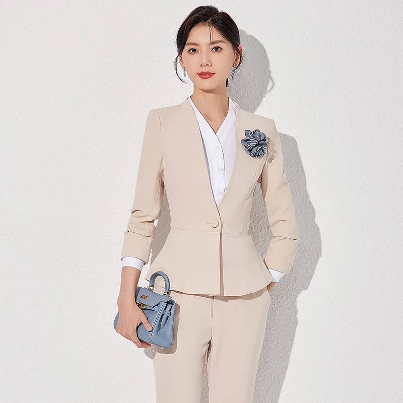Women'S Formal Wear Pantsuits - ชุดสูททำงานผู้หญิง สไตล์ทางการ สำหรับฤดูใบไม้ร่วงและฤดูหนาว เหมาะสำหรับงานสัมภาษณ์งาน ชุดทำงานมืออาชีพ