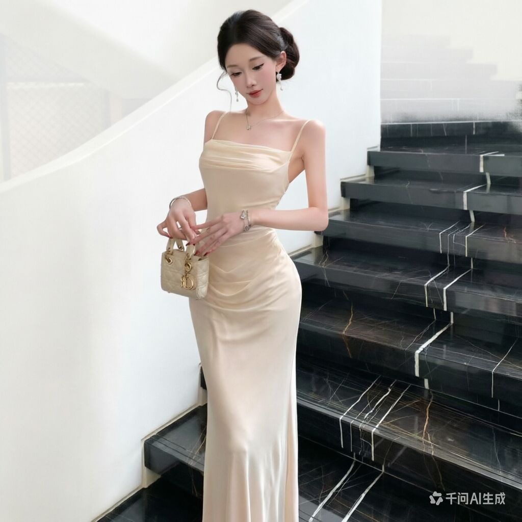Women Formal Wear M&S - ชุดเดรสตาข่ายสีเบจสุดชิค ชุดราตรีหรูหรา ชุดเข้ารูปสำหรับงานทางการ ชุดออกงานสุดหรู ชุดเดรสกลางคืนสุดสง่างาม ชุดสำหรับผู้หญิงทันสมัย
