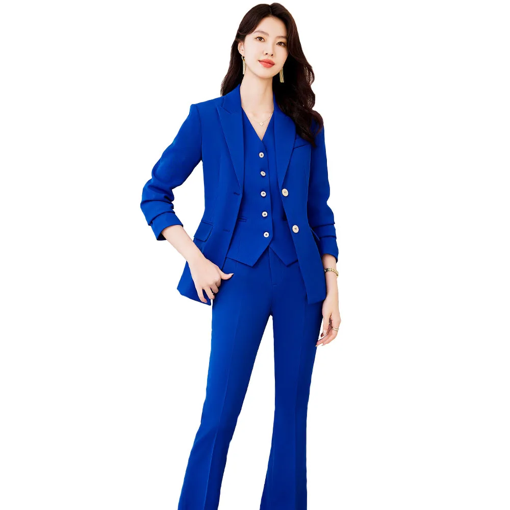 Women'S Formal Wear Pantsuits - Pop ผ้าคุณภาพสูงอย่างเป็นทางการผู้หญิงธุรกิจชุดหญิงชุดสูทกางเกงฤดูใบไม้ร่วงฤดูหนาว Professional OL สไตล์สุภาพสตรีทํางาน Blaze