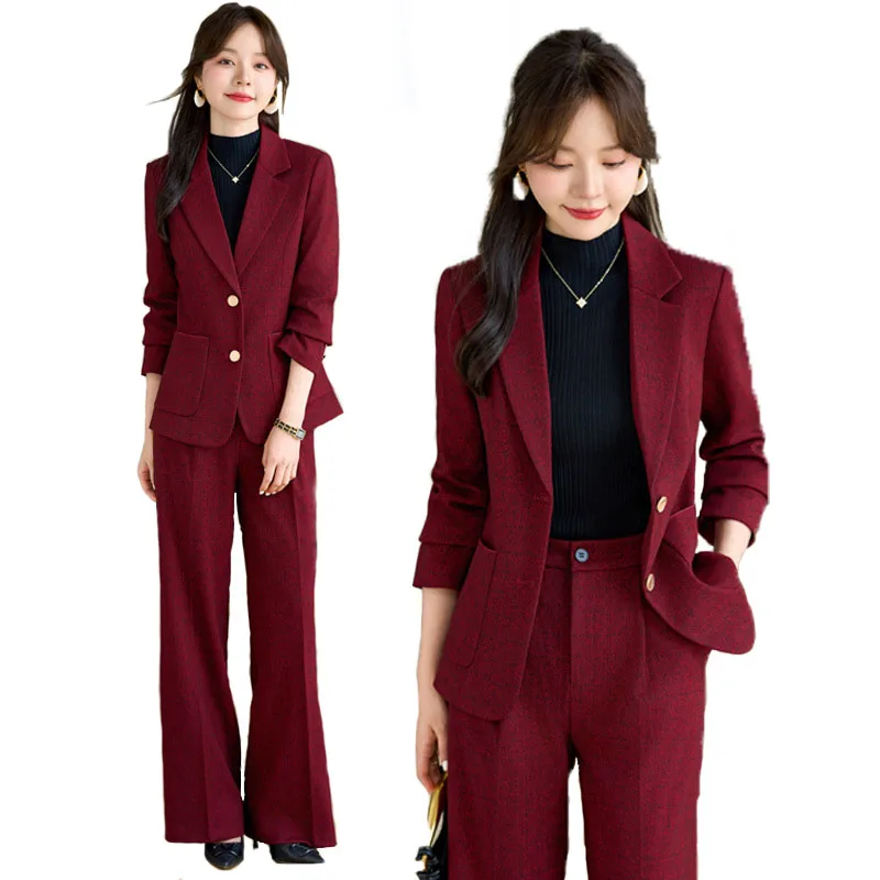 Women'S Formal Wear Pantsuits - Pop คุณภาพสูงผ้ากํามะหยี่ฤดูใบไม้ร่วงฤดูหนาวผู้หญิงธุรกิจทํางานชุดกระโปรงกางเกงอย่างเป็นทางการ OL สไตล์ Professional กางเกงชุด