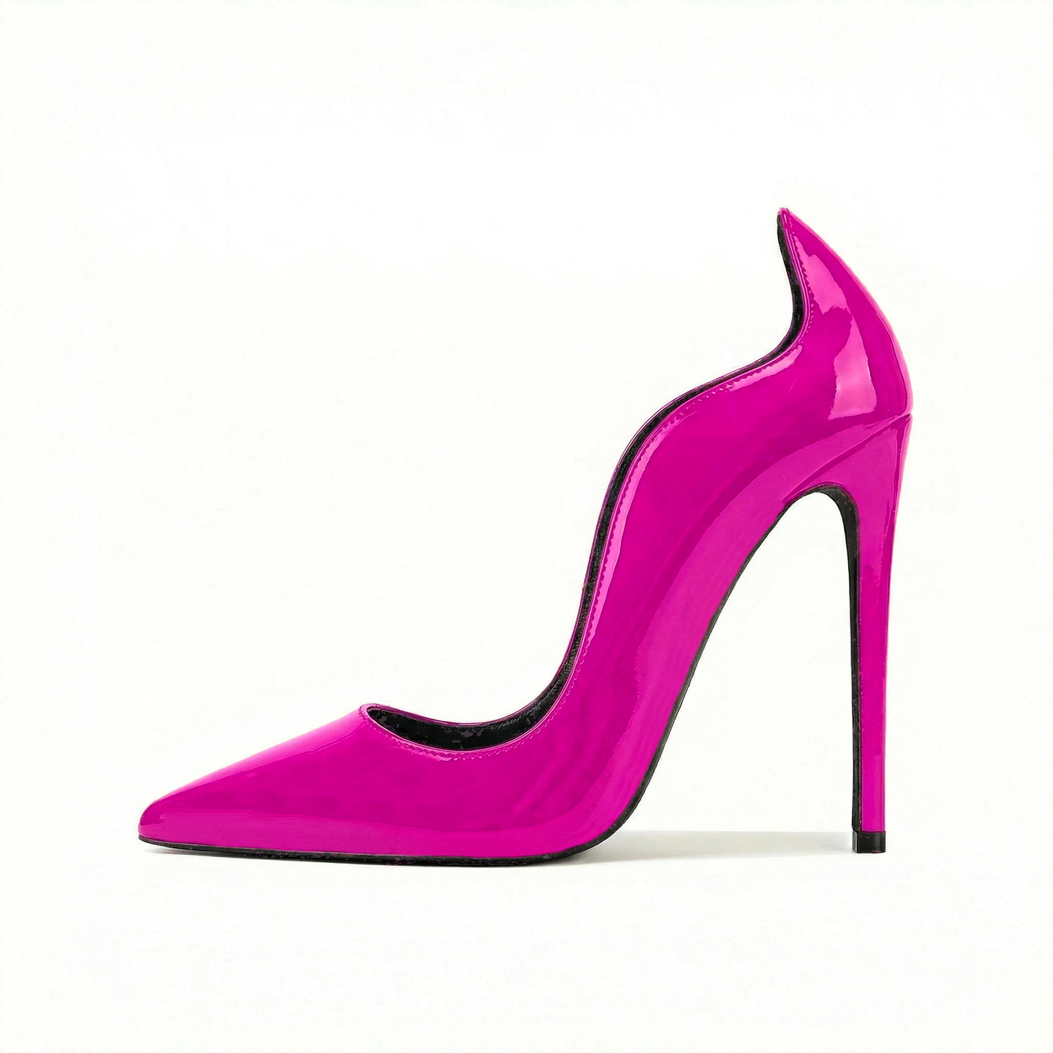 Slingback Heel Formal - รองเท้าส้นสูงหัวแหลมแบบสวม สไตล์สปริงใหม่ หนังแก้ว ไซส์ใหญ่ 47 รองเท้าผู้หญิง