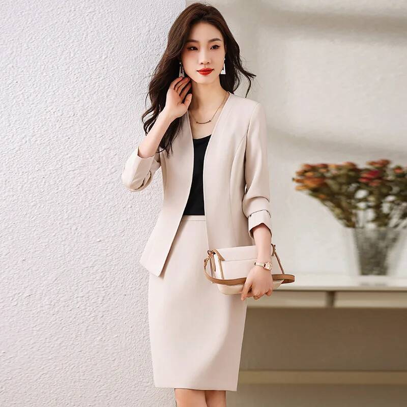 Women'S Formal Wear Pantsuits - ชุดสูทธุรกิจสตรีแบบเป็นทางการพร้อมกระโปรงและเสื้อแจ็คเก็ต สไตล์ OL เสื้อเบลเซอร์มืออาชีพสำหรับผู้หญิง สไตล์ OL