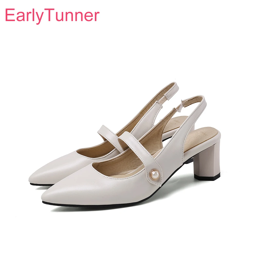 Slingback Heel Formal - รองเท้าส้นสูงแบบสวมเปิดส้นสีเบจดำ ดีไซน์หรูหราสำหรับฤดูร้อน เหมาะสำหรับผู้หญิง ไซส์ใหญ่ ไซส์เล็ก 11