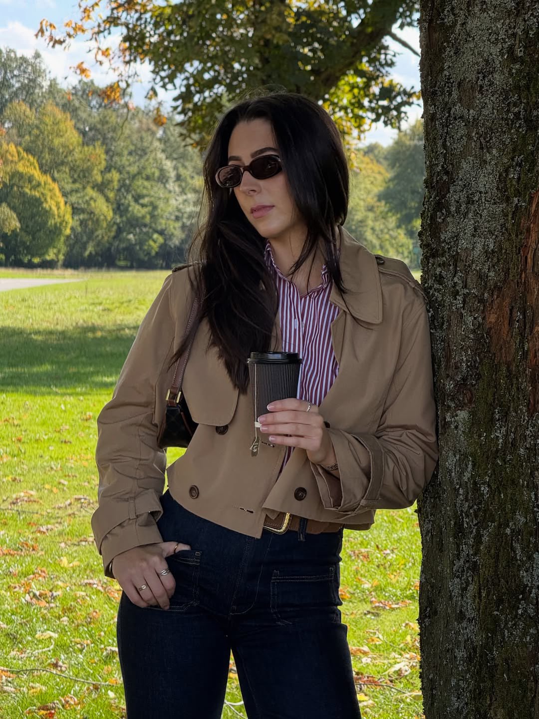 Trench Coat Formal - เสื้อโค้ทผู้หญิงทรงครอปสำหรับฤดูใบไม้ร่วงแบบใหม่ สีพื้น สไตล์วินเทจ กระดุมสองแถว แขนยาว แจ็คเก็ตสั้น