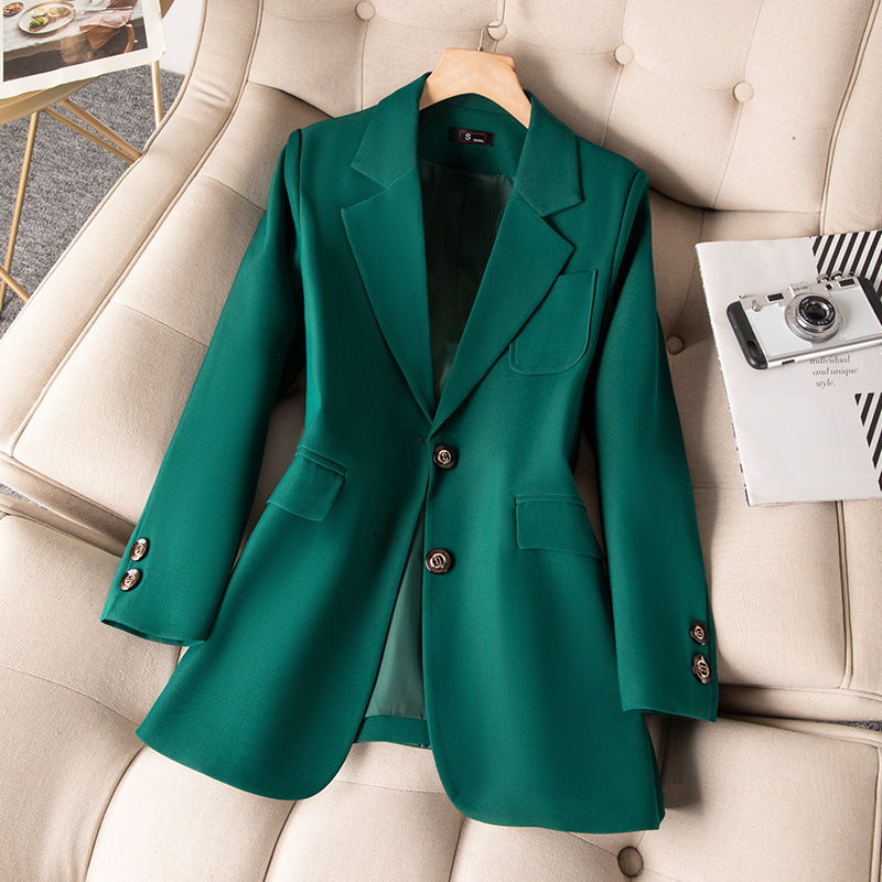 Women'S Formal Wear Jackets - สีฟ้าสีดําสีเขียวผู้หญิงอย่างเป็นทางการ Blazer Coat หญิงแขนยาวเดี่ยวเสื้อสํานักงานสุภาพสตรีทํางาน Blazers Outerwear