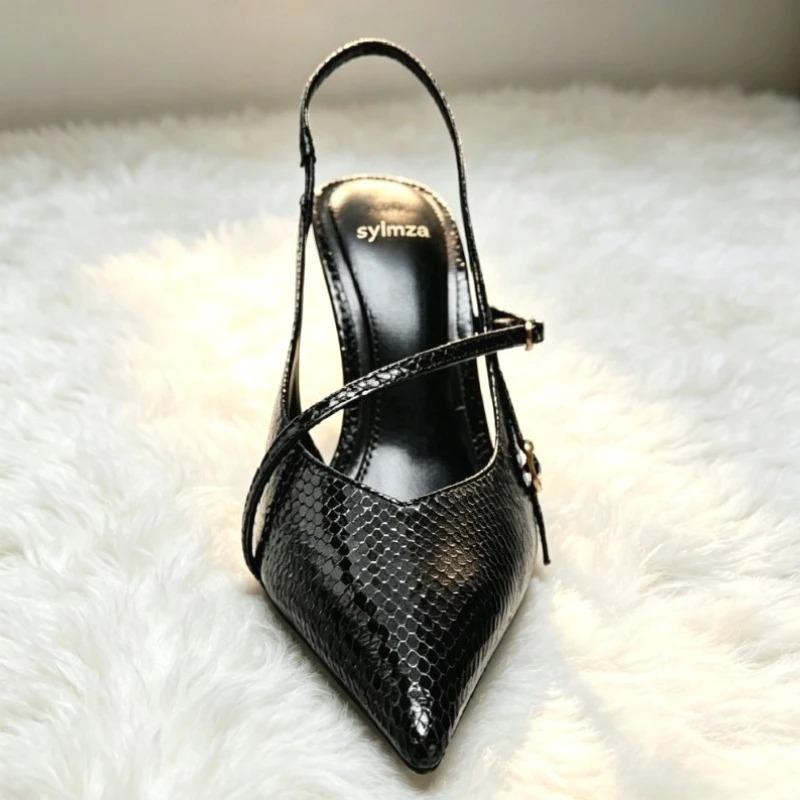 รองเท้าส้นสูงหัวแหลมหนังแท้แบบ - Slingback Heel Formal บทวิจารณ์และราคา