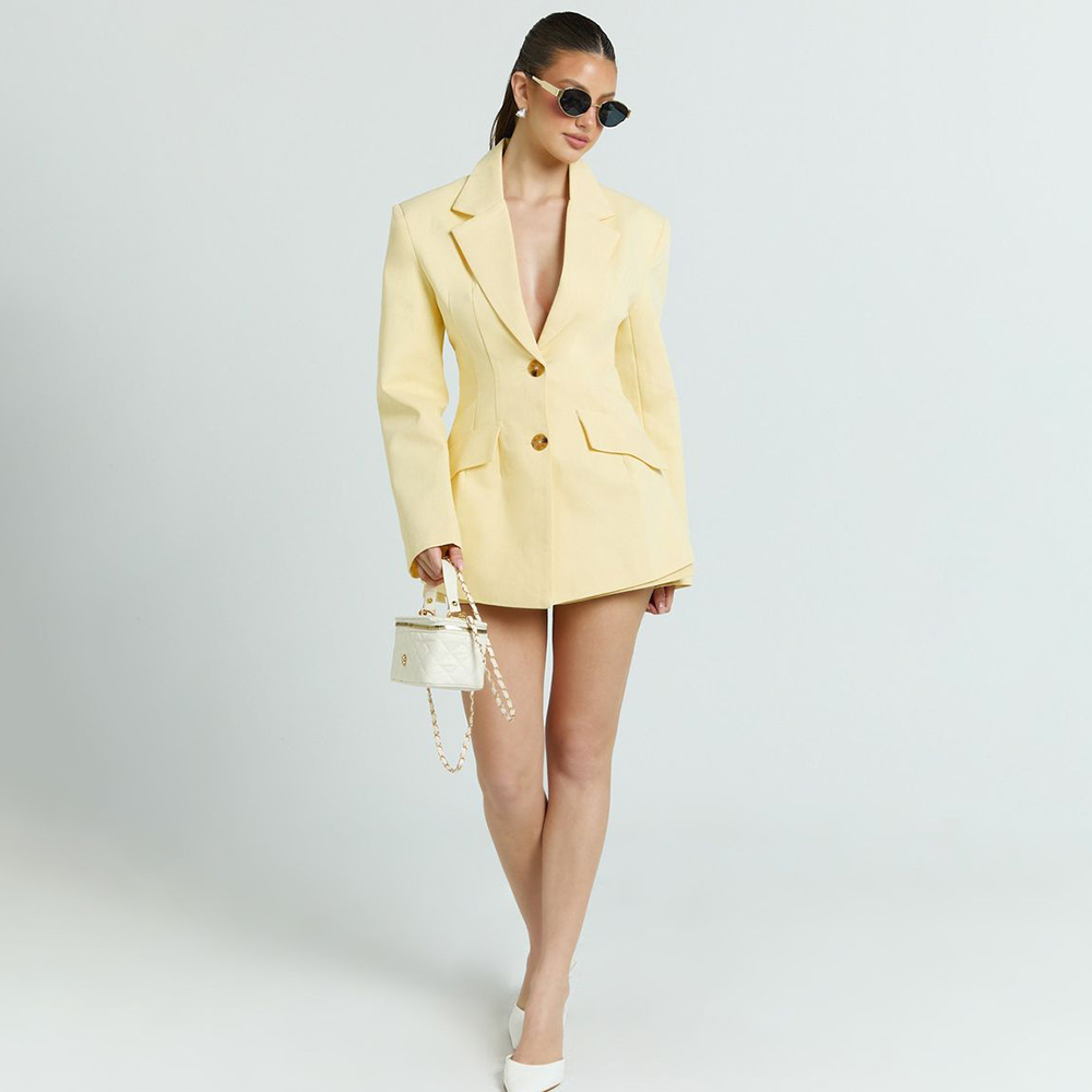 ชุดสูทผู้หญิงสีเหลืองอ่อน 2 ชิ - Women'S Formal Wear Jackets บทวิจารณ์และราคา