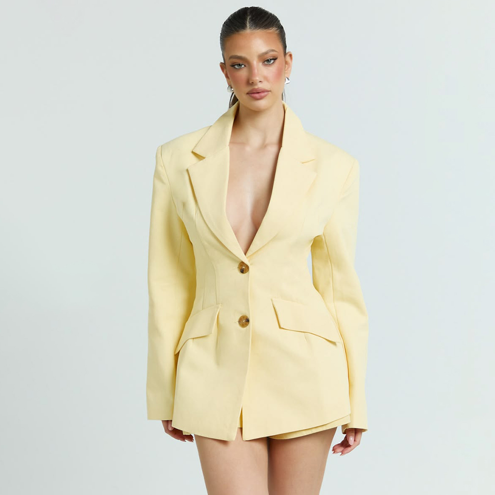 ชุดสูทผู้หญิงสีเหลืองอ่อน 2 ชิ - Women'S Formal Wear Jackets บทวิจารณ์และราคา
