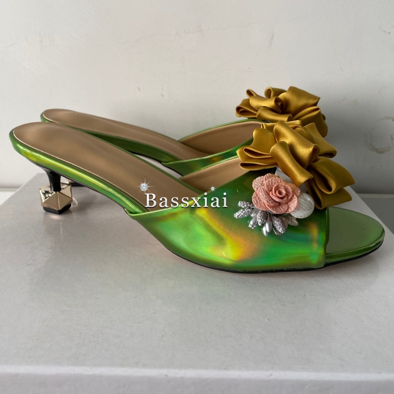 คริสตัลตกแต่ง Handmade ดอกไม้ร - Kitten Heel Women บทวิจารณ์และราคา