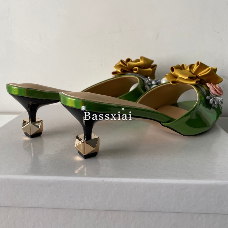 คริสตัลตกแต่ง Handmade ดอกไม้ร - Kitten Heel Women บทวิจารณ์และราคา