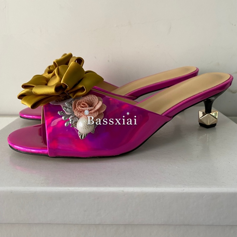 คริสตัลตกแต่ง Handmade ดอกไม้ร - Kitten Heel Women บทวิจารณ์และราคา