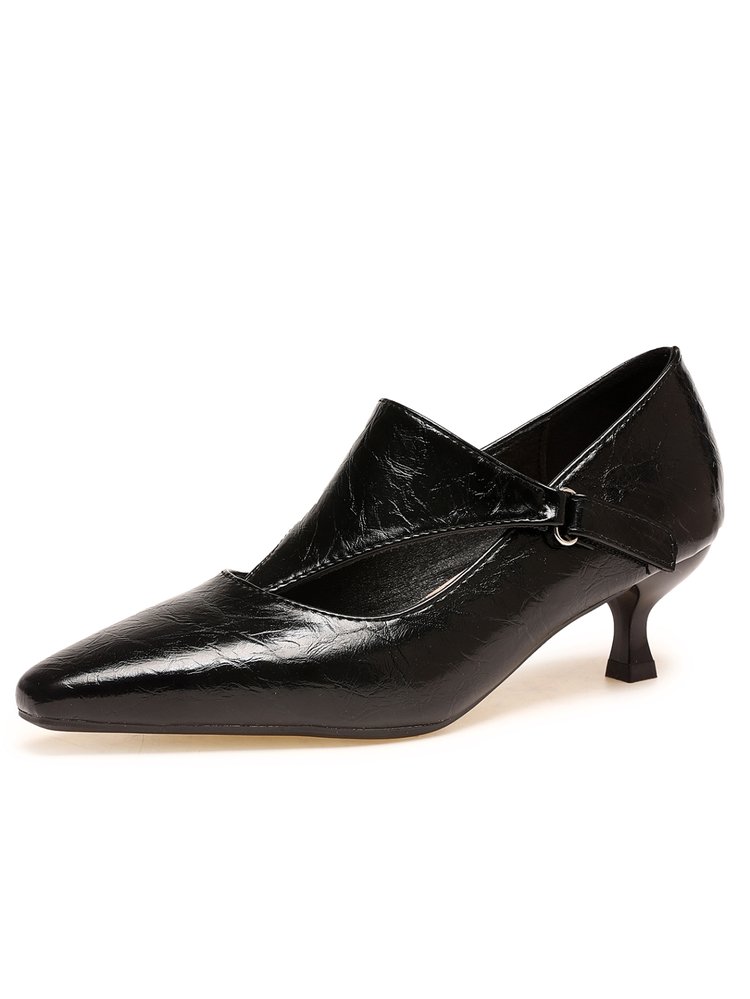 รองเท้าส้นเตี้ยทรงวินเทจสีเข้ม - Kitten Heel Women บทวิจารณ์และราคา