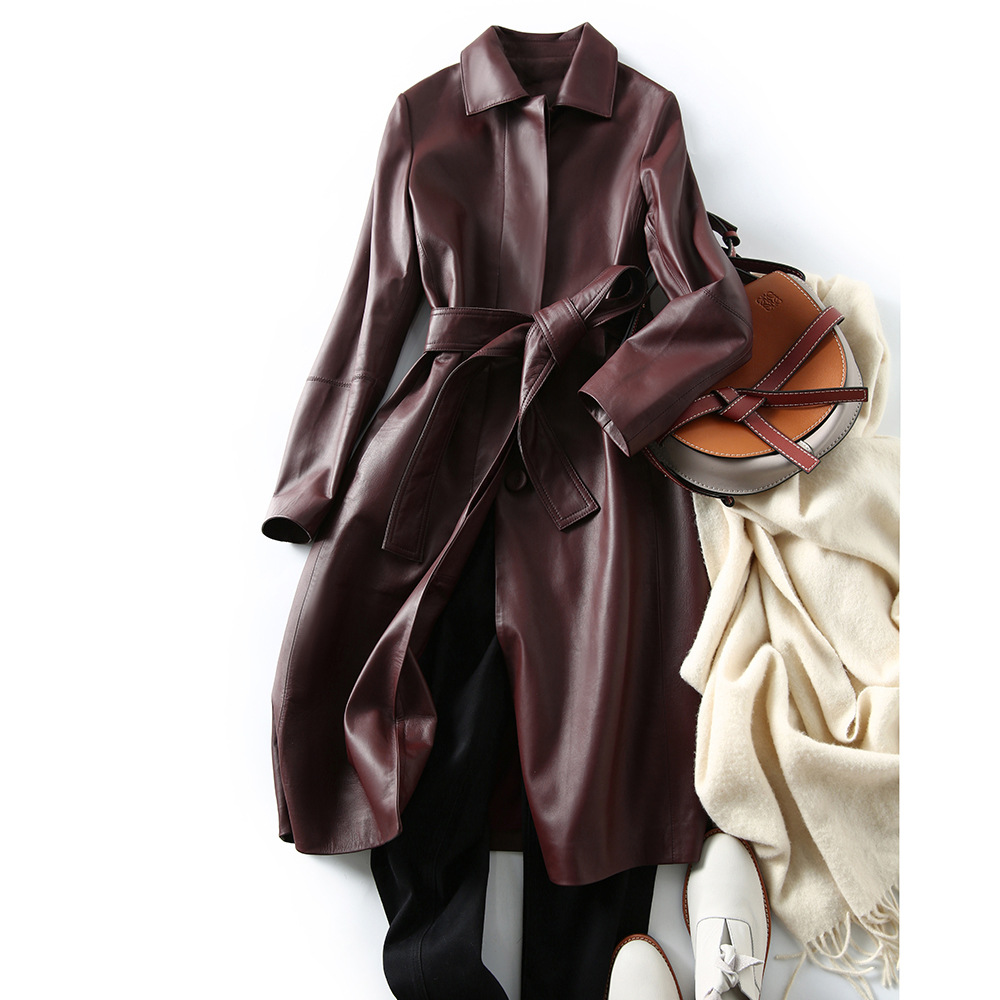เสื้อโค้ทหนังแท้สำหรับผู้หญิง  - Trench Coat Formal บทวิจารณ์และราคา