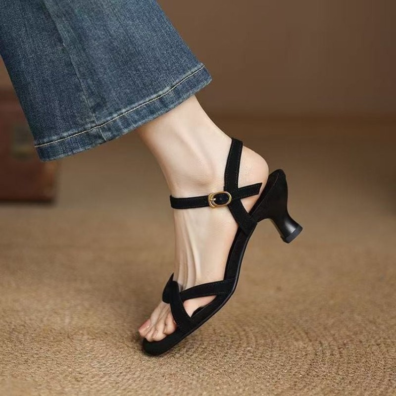 รองเท้าส้นสูงแบบเปิดนิ้วเท้าทร - Kitten Heel Women บทวิจารณ์และราคา