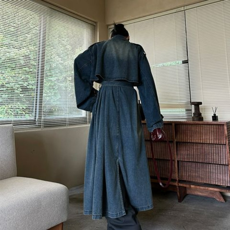 เสื้อโค้ทยีนส์สไตล์ฝรั่งเศสย้อ - Trench Coat Formal บทวิจารณ์และราคา