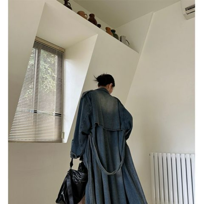 เสื้อโค้ทยีนส์สไตล์ฝรั่งเศสย้อ - Trench Coat Formal บทวิจารณ์และราคา