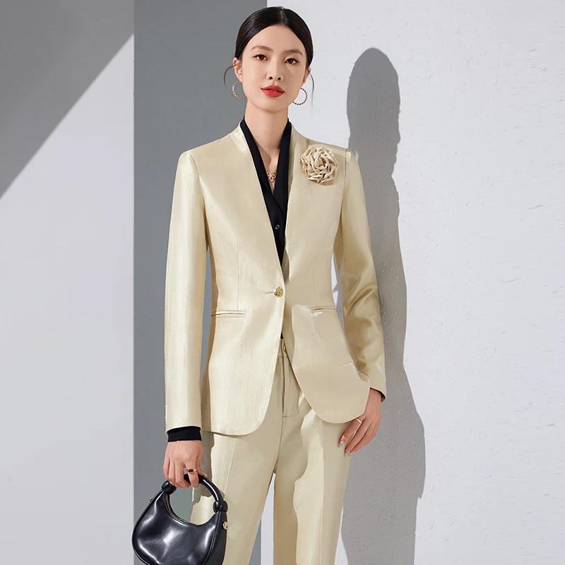 ผู้หญิงBlazerกางเกงชุดทองAppli - Women'S Formal Wear Pantsuits บทวิจารณ์และราคา