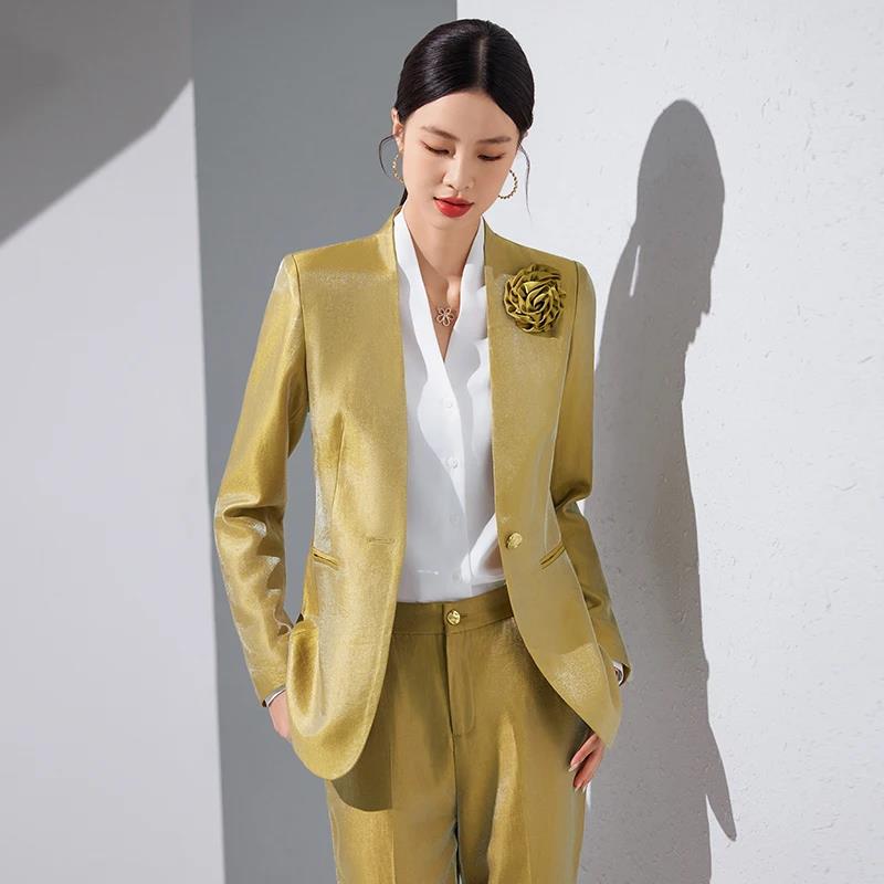 ผู้หญิงBlazerกางเกงชุดทองAppli - Women'S Formal Wear Pantsuits บทวิจารณ์และราคา